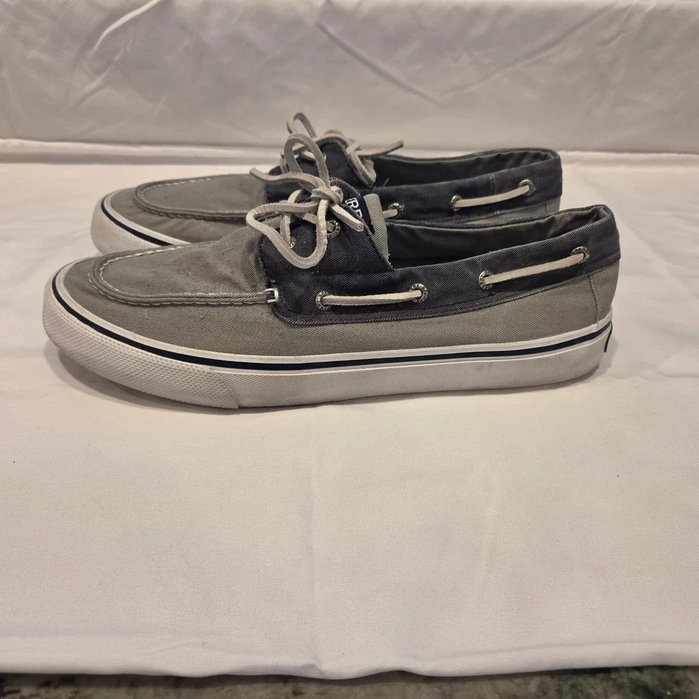 Sperry Top-Sider Mens Grey Navy Canvas Boat Shoes STS22018 Size 11